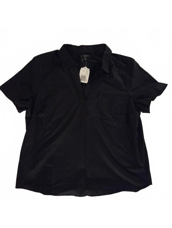 J. Crew Tops - J.Crew Black Short Sleeve Collared Top Large